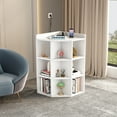 thumbnail image 2 of NEWSENDY Corner Cabinet,9 Cubby Corner with USB Ports and Outlets,3-Tier Corner Storage Cabinetfor Small Space,Wooden Corner Bookshelf for Living Room,White, 2 of 7