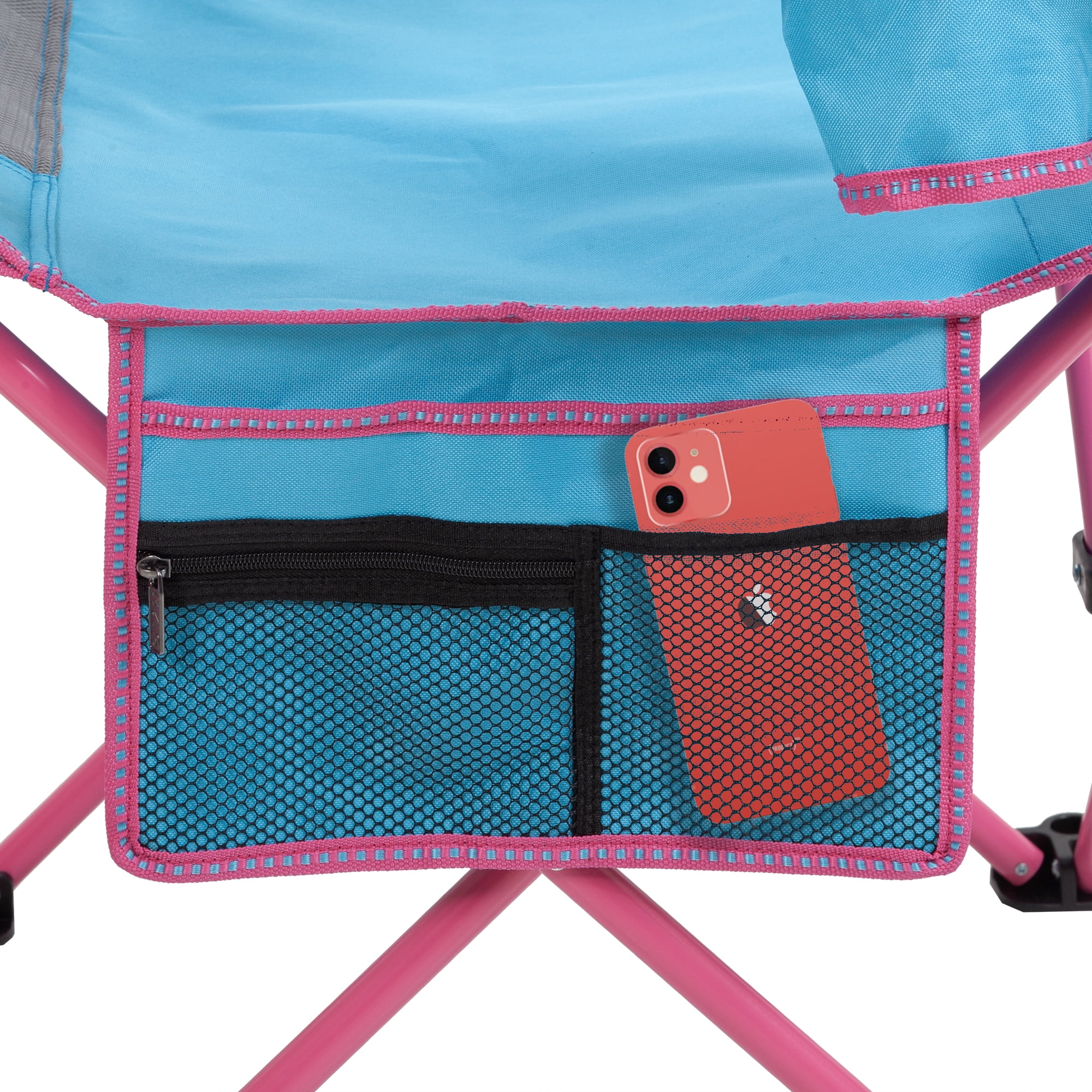 Macsports Oversized Armchair with Cupholders, Blue with Pink Accents and Frame