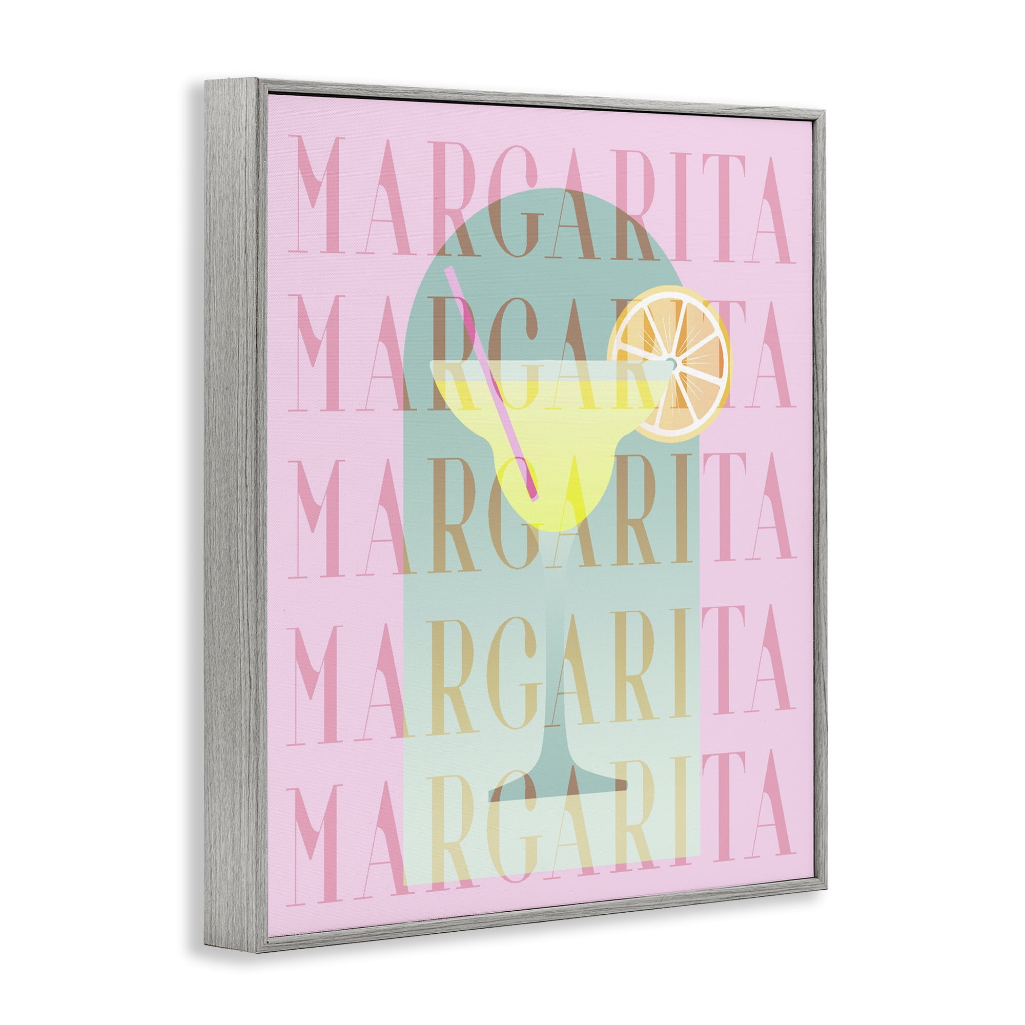 Retro Pastel Margarita Gray Framed Giclee Art, design by Lil' Rue