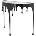 thumbnail image 6 of DecMode 36" x 32" Black Aluminum Metal Half Moon Drip Abstract Console Table with Melting Designed Legs and Black Glass Top, 1-Piece, 6 of 12