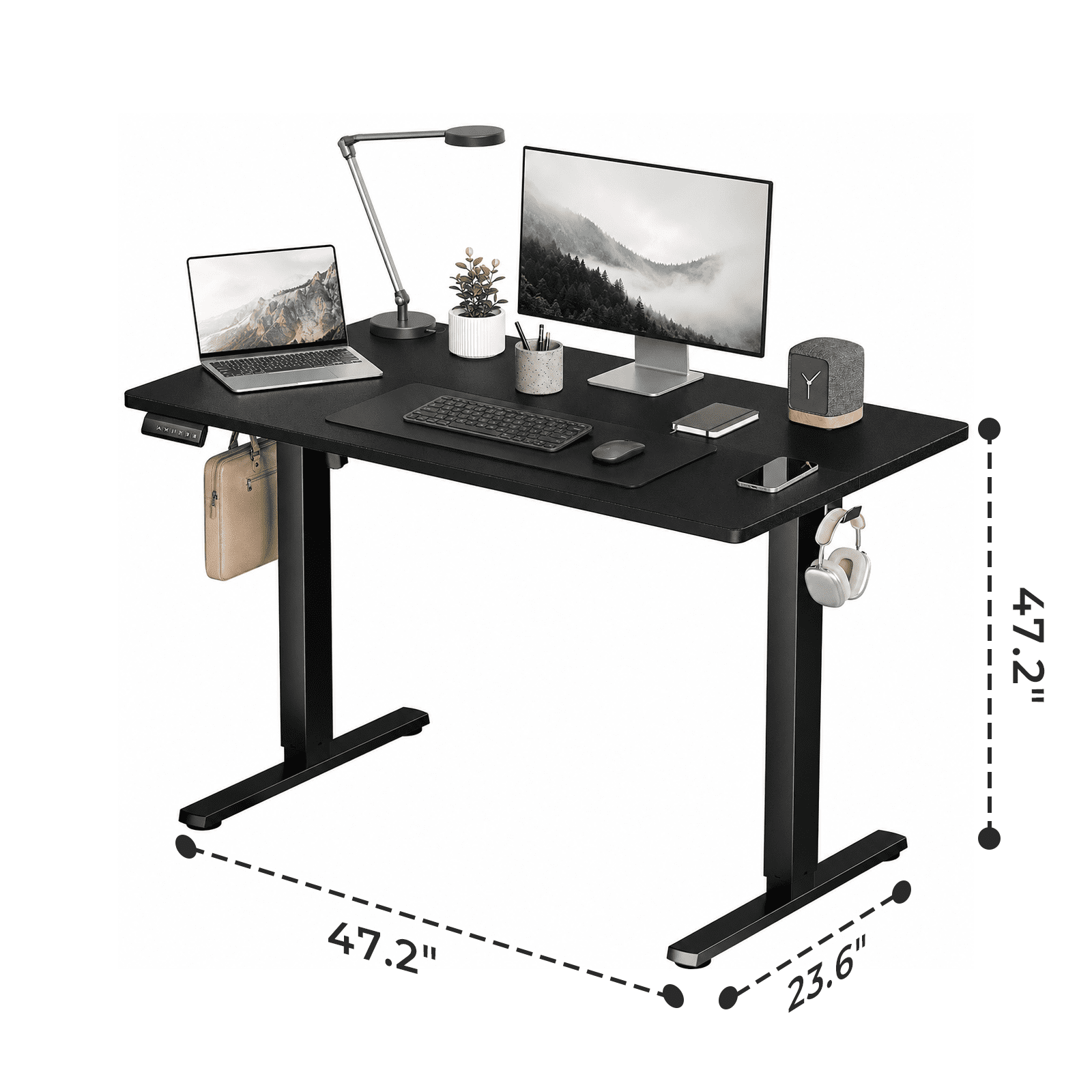 Alvantor Standing Desk, 28.7''- 48'' Height Electric Height Adjustable Home Office Desk with 3 Memory Presets, Sit and Stand Up, T-Shaped Frame