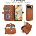 thumbnail image 2 of Decase 2-in-1 Detachable Magnetic Wallet Case Compatible with Google Pixel 8 Pro, Shockproof PU Leather Flip Cover with Card Slots,Cash Pocket,Zipper Purse,Crossbody Strap,RFID Blocking,Brown, 2 of 8