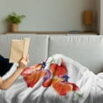 thumbnail image 3 of Floral Soft Flannel Fleece Blanket, Orchid Flower Branch with Vivid Color Petals Blossom Botany Blooms Picture, Cozy Plush for Indoor and Outdoor Use, 50" x 60", Orange Violet White, by Ambesonne, 3 of 5