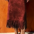 thumbnail image 6 of Byworldtasic Women's Western Cowgirl Fringe Maxi Skirt High Waist Country Concert Suede Tassel Skirt, 6 of 6