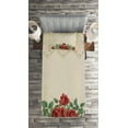 thumbnail image 2 of Ambesonne Glamour Quilted Coverlet 2 Pcs, Vintage Love Red Roses, Twin Size, Beige Green, 2 of 2