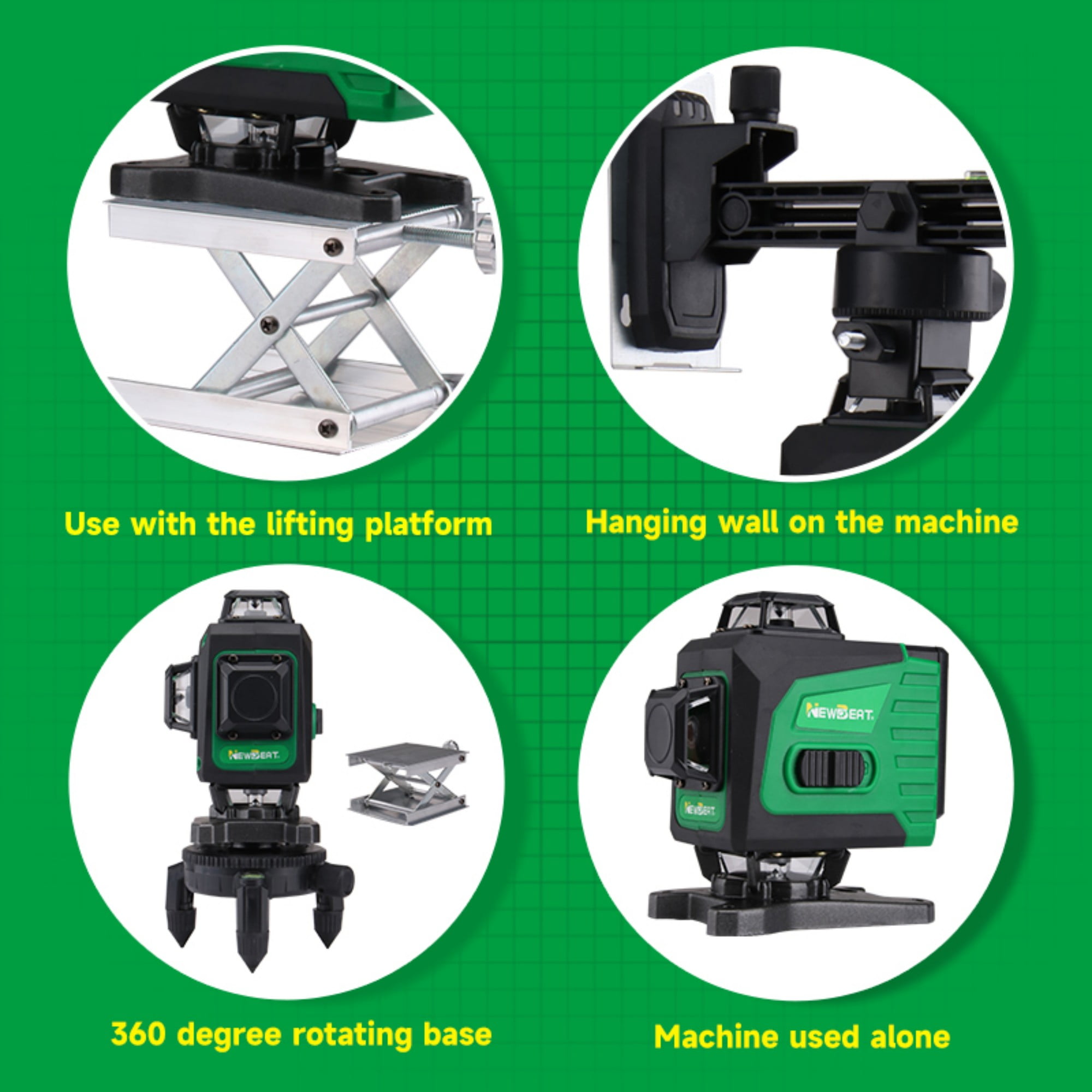 NEWBEAT 360° Self-Leveling Laser Level, Remote Control Cross Line Laser Tool for Construction, Tile and Renovation Projects