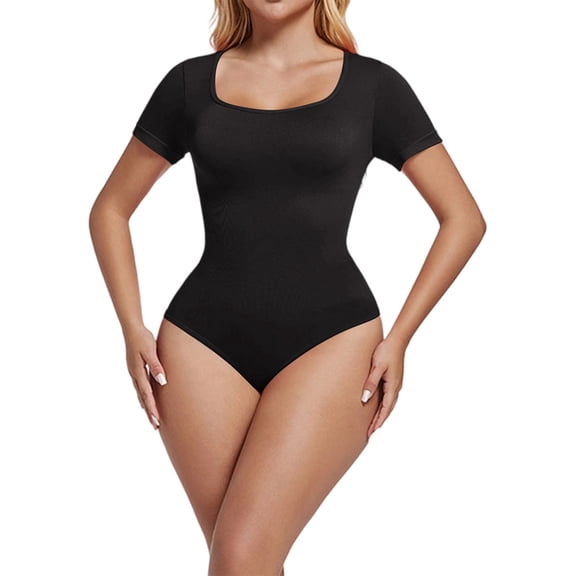 Women's Scoop Neck Short Sleeve Bodysuit Slimming Fit Body suit Top Collection