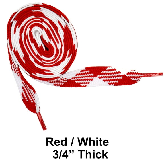 Red / White Thick 3/4" Width Flat Athletic Sneaker 54 Inch Shoelaces