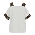 thumbnail image 6 of Plus Size Top ,Women Leopard Print Short Sleeve V-neck Cold Shoulder Shirt Blouse Tops White M, 6 of 6