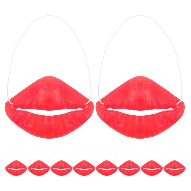 BRIGHTFUFU 10 piezas de divertidos labios de Halloween con forma de salchicha, accesorios para decorar labios rojos grandes para fiestas de Halloween, cosplay, fiestas de máscaras.