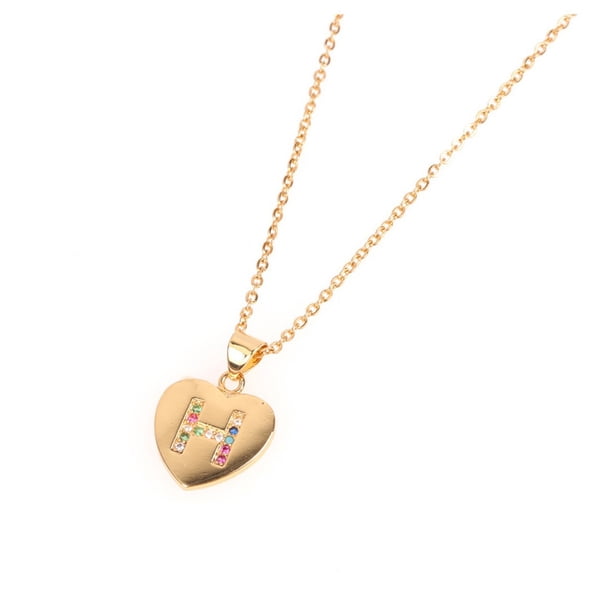 Collar para mujer, joyería para mujer, collar de acero inoxidable con letras en forma de corazón de melocotón, 26 letras, cadena para clavícula, blusa para mujer