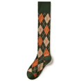 thumbnail image 5 of Women Ribbed Knee High Socks Vintage Argyle Diamond Plaid High Tube Stockings, 5 of 5