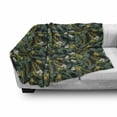 thumbnail image 3 of Tropical Soft Flannel Fleece Blanket, Hawaiian Pattern with Breadfruit Palm Leaf Plumeria Flower and Exotic Bird on Dark, Cozy Plush for Indoor and Outdoor Use, 50" x 60", Multicolor, by Ambesonne, 3 of 6