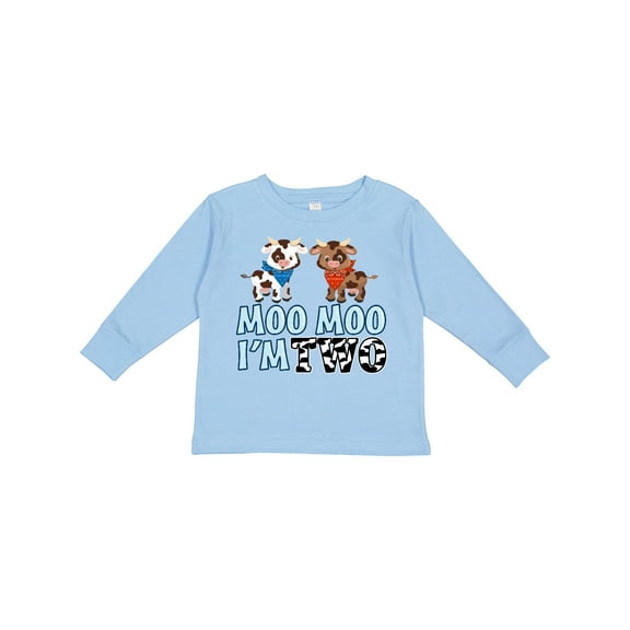 Inktastic Moo Moo I'm 2 with Cute Holstein Cows Boys or Girls Long Sleeve Toddler T-Shirt