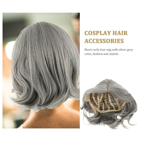 Masteelf  Wavy Woman Silver Gray Short Curly Wig Daily Wear