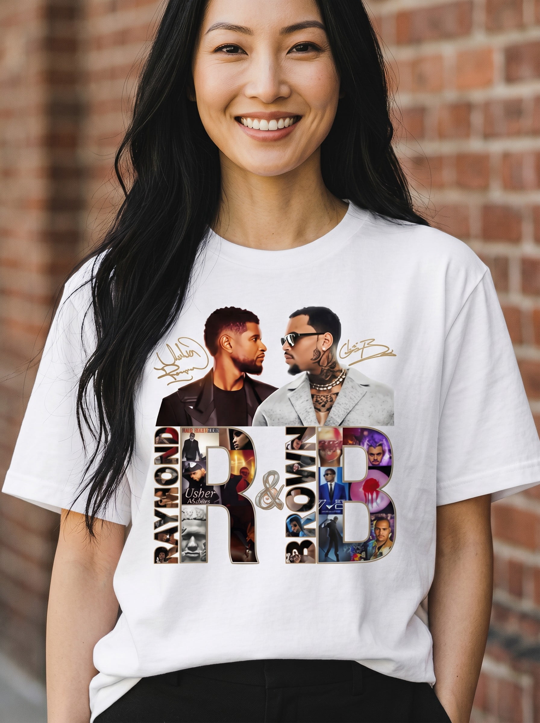 R&B Usher Chris Brown COLLAGE Tour T-Shirt, Concert Merch Best Friend Matching