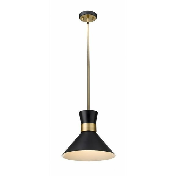 1 Light Pendant-Matte Black/Heritage Brass Finish Bailey Street Home 372-Bel-4186029