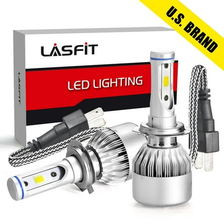 - LASFIT H7 LED Headlight Kits-COB Flip Chips/Adjustable Beam- 60W 7600LM 6000K-Hi/Lo Beam/Fog Light Bulbs