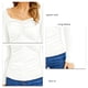 thumbnail image 5 of Blusa fruncida de manga larga de color puro, corte ajustado, elegante y a la moda, para mujer, color blanco L, 5 of 6