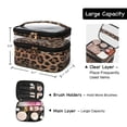 thumbnail image 2 of imerelez Bolsa de cosméticos de doble capa, bolsa de maquillaje, bolsa de maquillaje de viaje, bolsas de maquillaje para mujeres, estuches de cosméticos, portátil, impermeable, plegable (leopardo), 2 of 5