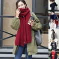 thumbnail image 3 of HAHDAXIA Unisex Scarf Solid Color Knitted Autumn Winter Japanese Korean Style Knitting Scarf for Dating, 3 of 7