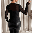 thumbnail image 3 of Chiclily Lace Top with Long Sleeves Stand Collar Floral Sexy Mesh See Through Shirts Blouse Ideal for Parties and Clubs S-2XL in White Polka Dots, 3 of 5
