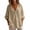 Khaki, variant on Womens Deep V Neck Blouses 3/4 Sleeve Loose Fit Solid Color Shirts Casual Summer Vacation Tunic Tops 2026