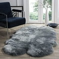 thumbnail image 2 of Safavieh Sheep Skin Collection SHS121B Handmade Rustic Glam Genuine Pelt 3.4-inch Extra Thick Area Rug, 3'7" x 5'11", Steel Blue, 2 of 4