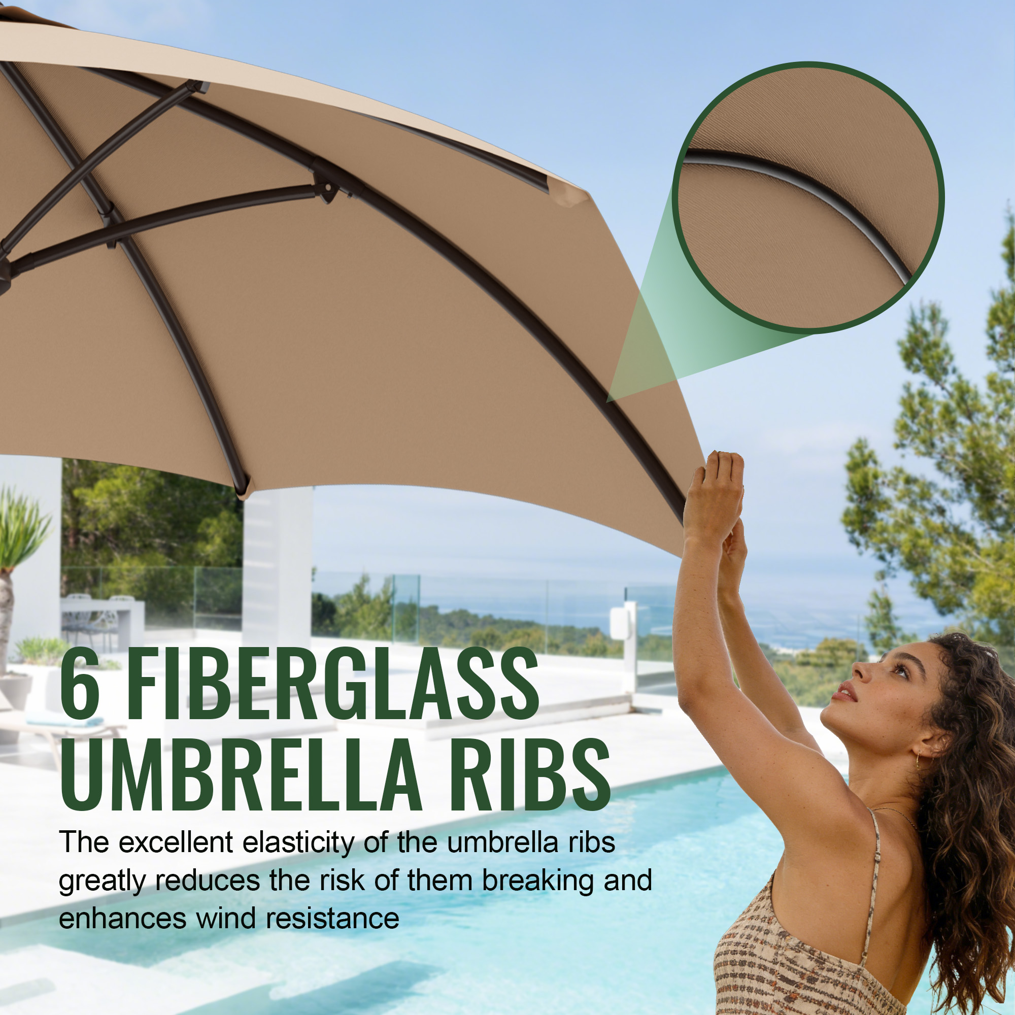 Easthome 7.5ft Patio Market Umbrella with Crank Handle photo 4