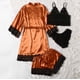 thumbnail image 4 of Batas de mujer de talla grande, lencería de seda, bata de baño de satén, conjunto de cuatro piezas, pijamas para dormir, pijamas para mujer, 4 of 6