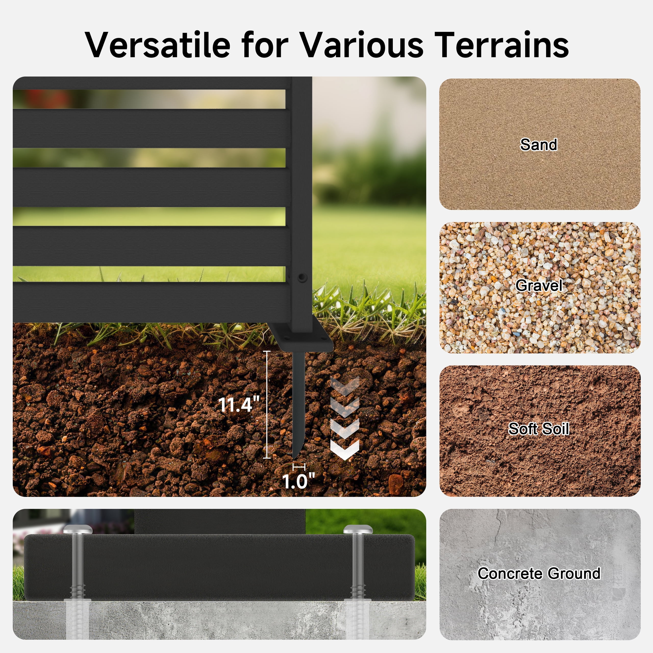 Amoveo Outdoor Privacy Screen Fence, 38"W x 48"H HDPE Weather-Resistant Fence for AC Units and Trash Cans, Includes Ground Stakes & Base Plates,2-Pack