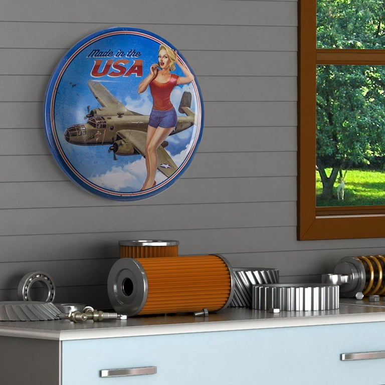 15.5 Inch Round Wall Sign American Art Decor Dome Metal Wall Sign ...