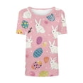 thumbnail image 4 of Easter Shirt for Women All Over Bunny And Patterned Egg Print T-Shirt Short Sleeve Crewneck Relaxed Fit Festive Holiday Apparel, 4 of 5