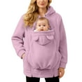 thumbnail image 7 of zaveiop Women Fleece Zip up Hoodie 2 in 1 Baby Wearing Jacket Maternity Winter Coat Thicken Kangaroo Sweatshirt Baby Wearing Outerwear (Pink, XL), 7 of 7