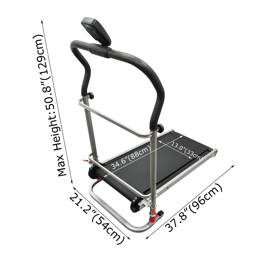 Foldable Manual Small Walking Treadmill Incline Walking Exercise Machine with Digital LCD Display