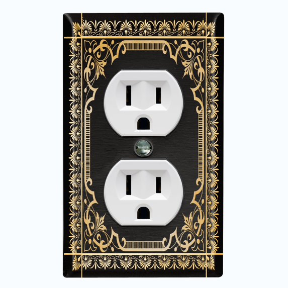 Metal Light Switch Plate Cover Elegant Victorian Floral Frame Black FRA075
