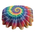 thumbnail image 4 of Colorful Rainbow Tie Dye Spiral Pattern Round Tablecloth 60"x60",Wrinkle Wipeable Table Cloth for Kitchen Dining Room Picnic Patio Party, 4 of 6