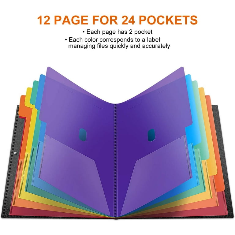 24 Pockets Poly Project Organizer Letter Size,expanding Project Sorter  Heavy Duty Plastic Document Organizer,rainbow Accordion Folders A4 Hold  240shee