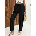 thumbnail image 5 of Women'S Linen Pants with Drawstring Petite Summer Beachwear Elastic Waist Pants, 5 of 9