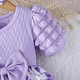 thumbnail image 3 of LLYwey Girls Sleeveless Summer Dress, Girls Shirts Dresses Summer Button up Collared Sleeveless Skater Dresses Solid Color Pleated A-Line Casual Sundress , By-43, Purples, 6 Months, 3 of 8