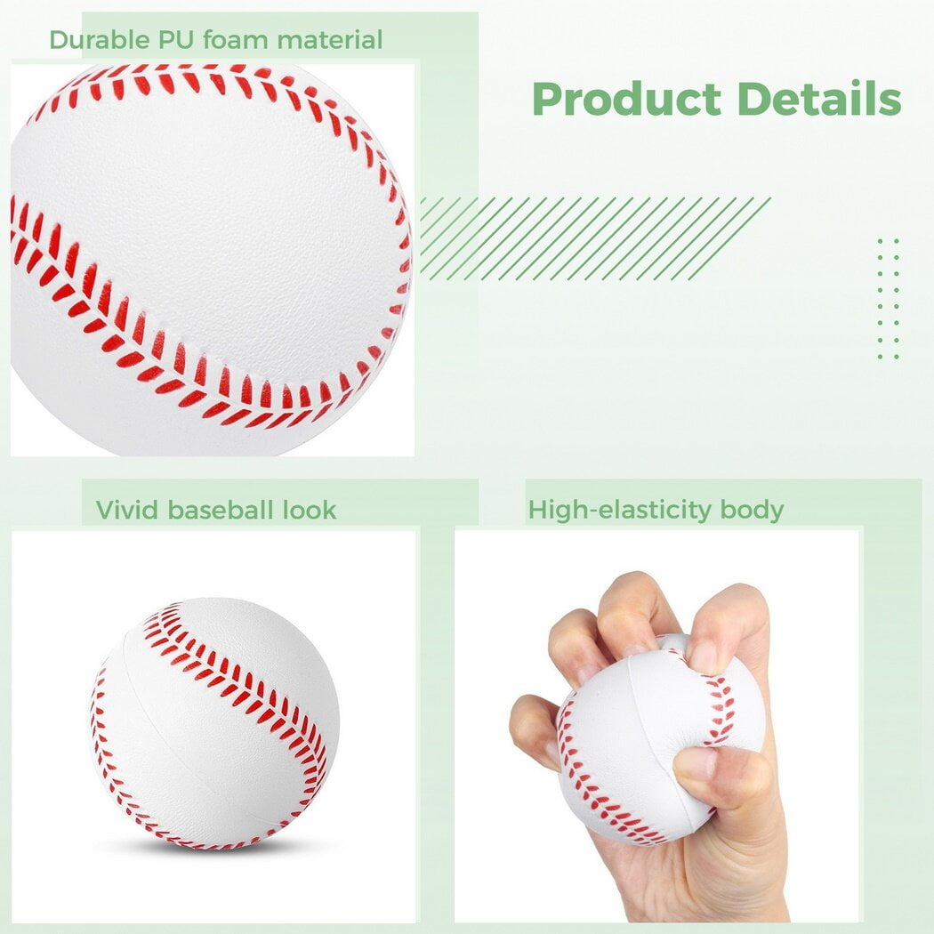 12PCS Soft Baseballs, Foam Baseballs Training Pitch Baseball, Mini Foam Squeeze Balls for Stress Relief, Blank Baseball Practice Baseballs for Hitting Throwing Kids Youth Teens