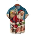 thumbnail image 3 of Camisas hawaianas de manga corta para hombre, estilo playero Aloha, con estampado navideño de Papá Noel, informal, con botones, para verano, 3 of 7