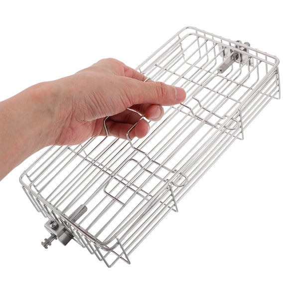 Clispeed Durable Stainless Steel Rotisserie Cage for Grilling Fish and Chicken
