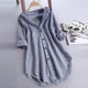 thumbnail image 2 of Gibobby Blusas Casual Camisas con botones Top Cuello largo Blusa Manga Mujer Turn-down Stripe Blusa suelta para mujer（Azul marino， M), 2 of 5