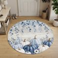 thumbnail image 3 of Small Round Rug 3Ft, Blue Grey Pumpkins Fall Non-Slip Washable Circle Rugs Carpet, Thanksgiving Floral Botanical Vintage Indoor Outdoor Rug Floor Mats Throw Runner for Bedroom Living Room Bathroom, 3 of 8