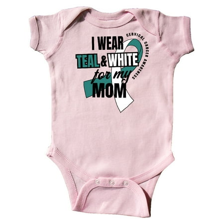 

Inktastic I Wear Teal and White For My Mom Cervical Cancer Awareness Gift Baby Boy or Baby Girl Bodysuit