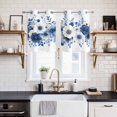 thumbnail image 2 of White Blue Floral Kitchen Curtains Small Short 39 Inch Length, Elegant Leaves Spring Flowers Grommet Top Bedroom Living Room Curtains, Light Filtering Cafe Curtain Drapes 2 Panels Set 55''x39'', 2 of 9