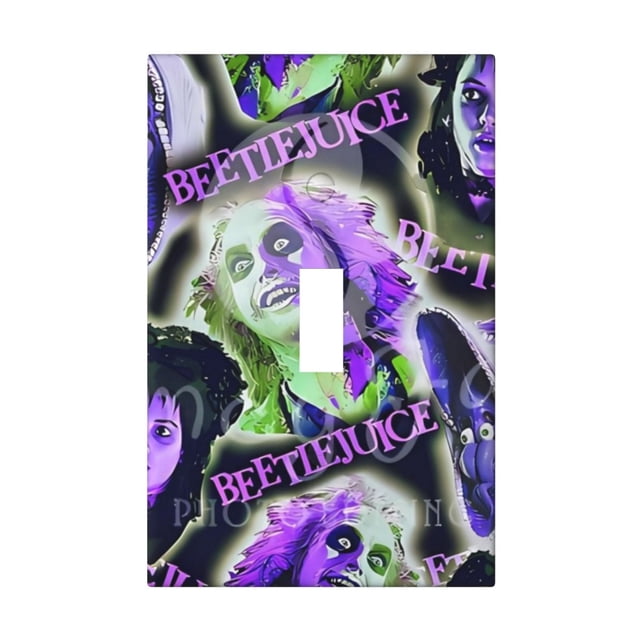 Placas de pared decorativas Beetlejuice, placa de cubierta para tomacorrientes eléctricos, tamaño mediano 4,8” x 3,2”