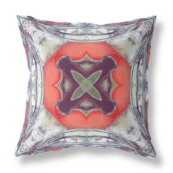 18" Gray Peach Geo Tribal Suede Throw Pillow