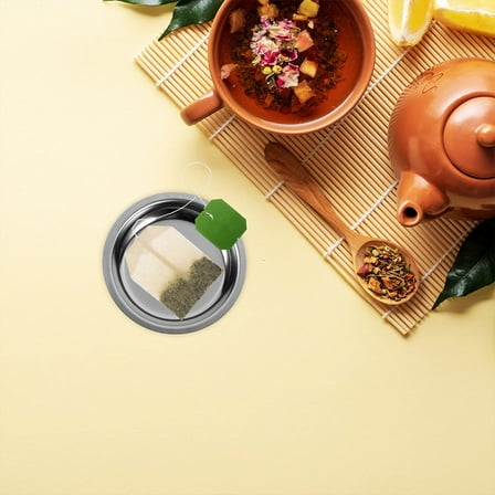 Clispeed Round Stainless Steel Tea Bag Saucer for Home and Restaurant